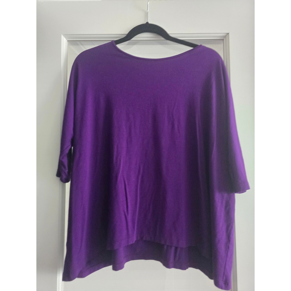 Eileen Fisher Purple Viscose‎ Lycra Oversized Tunic Dolman Half Sleeve Top XS